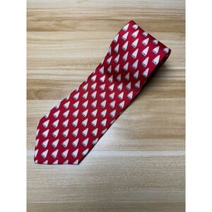 Rivetz of Boston Tie‎ Red Silk Necktie with Sailboat Pattern